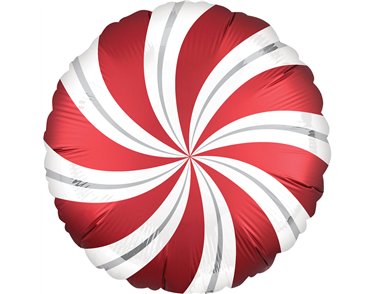 18in SATIN SANGRIA CANDY SWIRLS FOIL BALLOON