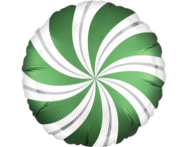 18in SATIN EMERALD CANDY SWIRLS FOIL BALLOON