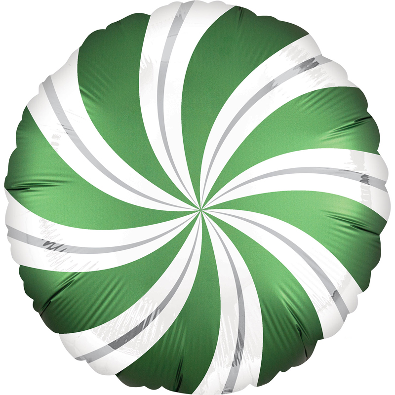 18in SATIN EMERALD CANDY SWIRLS FOIL BALLOON