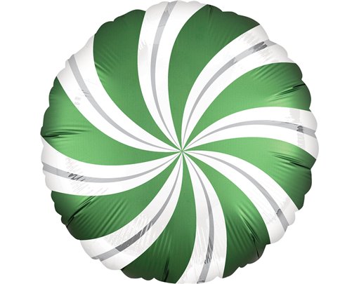 18in SATIN EMERALD CANDY SWIRLS FOIL BALLOON