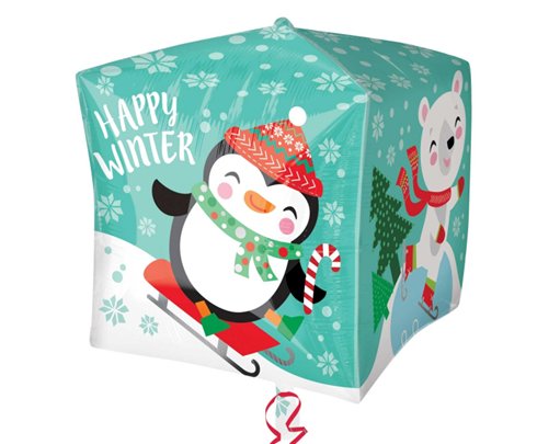 15in PENGUIN AND BEAR SCENE CUBEZ