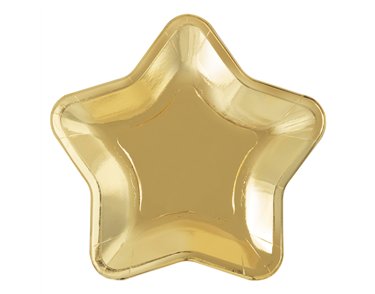 8PK MODERN GOLD STAR SHAPED PLATES