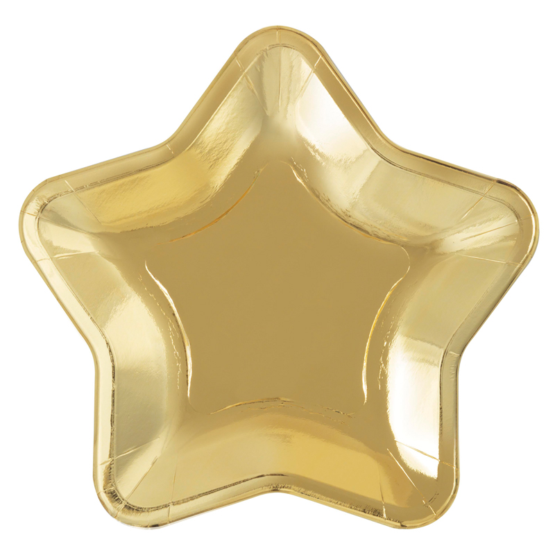 8PK MODERN GOLD STAR SHAPED PLATES