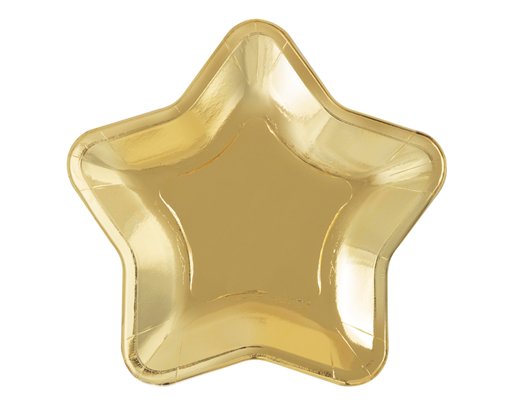 8PK MODERN GOLD STAR SHAPED PLATES