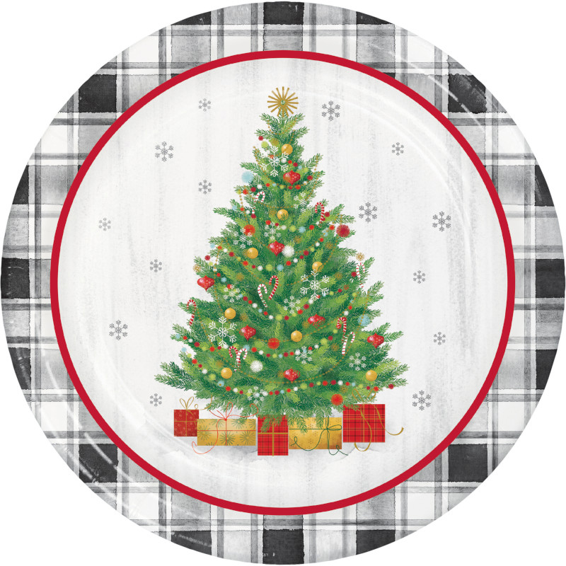 8PK 23cm HOLIDAY TREE DINNER PLATES