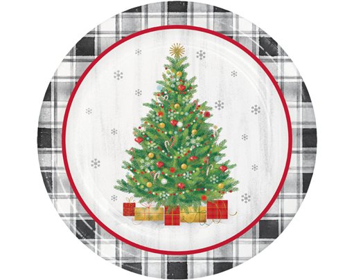 8PK 23cm HOLIDAY TREE DINNER PLATES