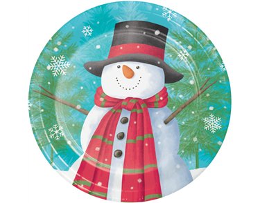 8PK SMILING SNOWMAN LUNCHEON PLATES