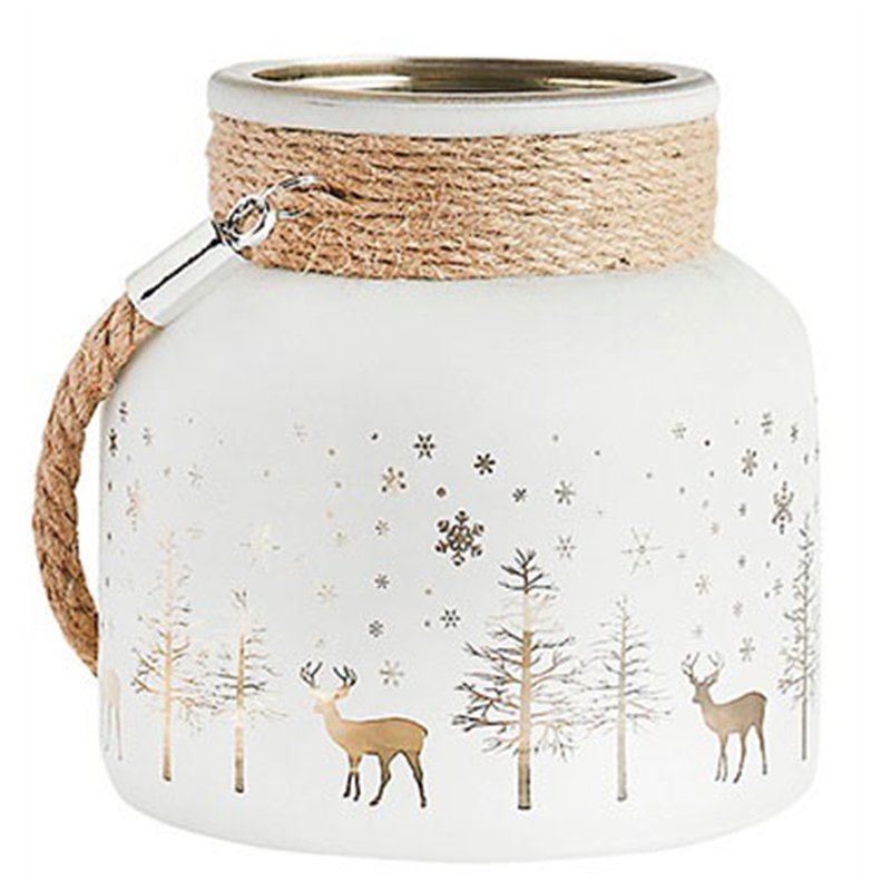 MEDIUM CHRISTMAS CANDLE HOLDER WITH ROPE