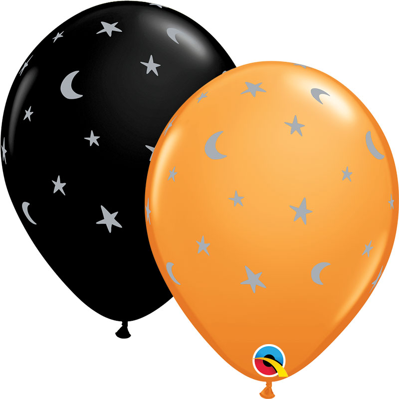 25PK 11IN CRESCENT MOONS & STARS QUALATEX