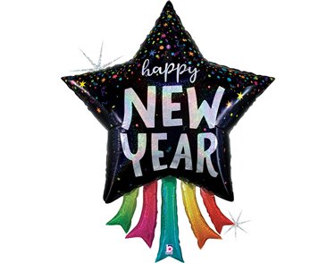 43in NEW YEAR STAR STREAMERS FOIL BALLOON
