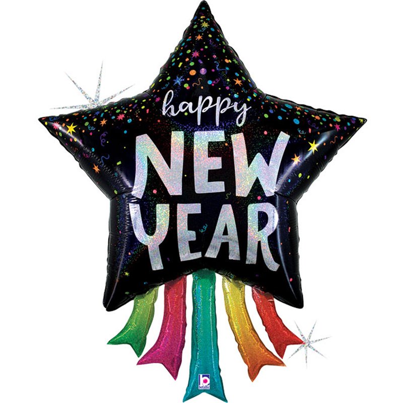 43in NEW YEAR STAR STREAMERS FOIL BALLOON