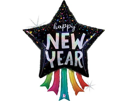 43in NEW YEAR STAR STREAMERS FOIL BALLOON
