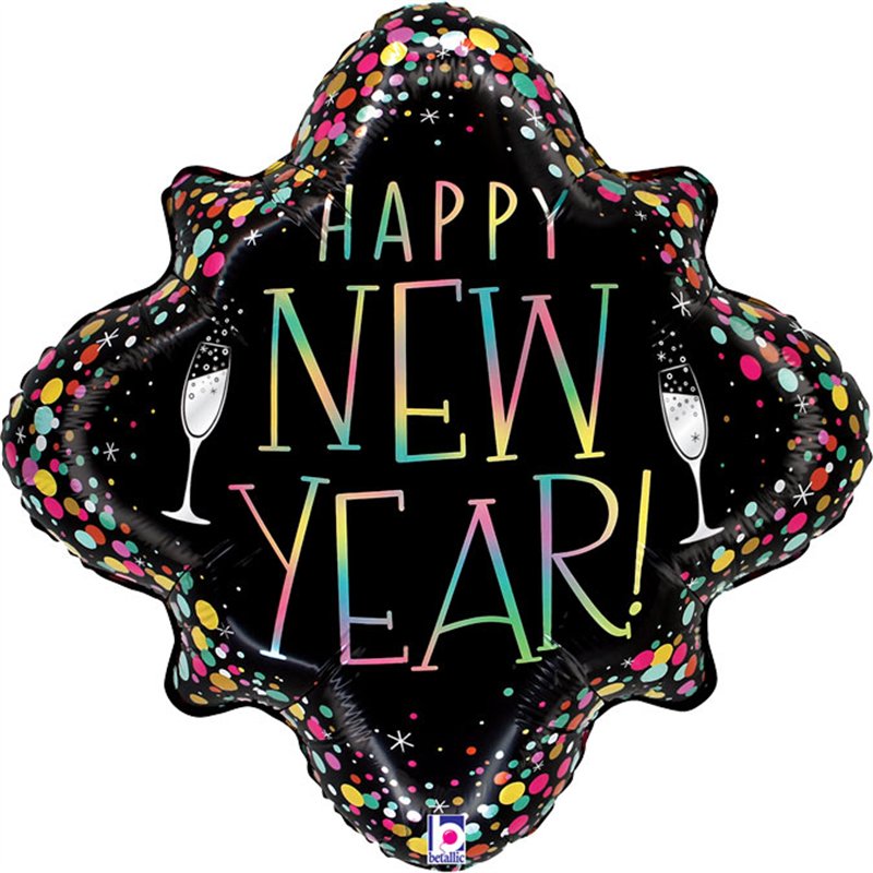 29in NEW YEAR PARTY CONFETTI FRAME FOIL BALLOON