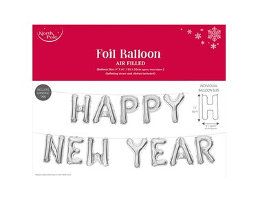 NEW YEARS EVE SILVER FOIL BALLOON KIT