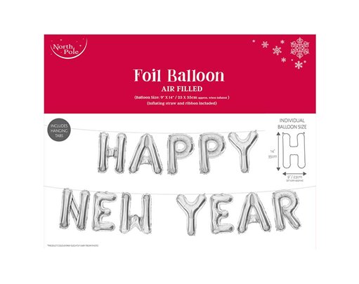 NEW YEARS EVE SILVER FOIL BALLOON KIT