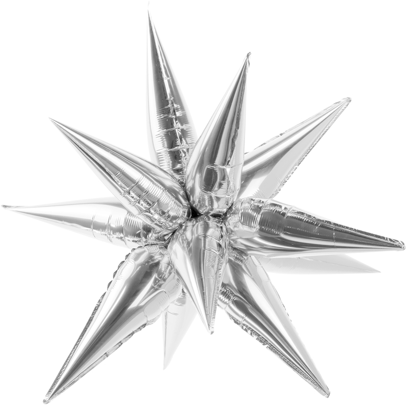 38in 3D SILVER GLOSSY FOIL BALLOON STAR