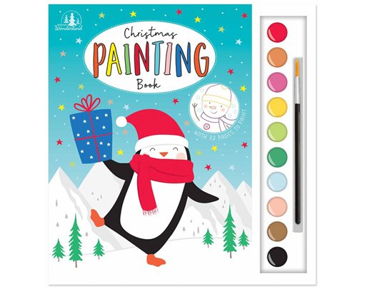 CHRISTMAS COLOURING BOOK & PAINT SET 12S