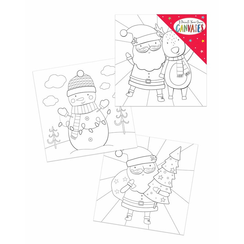CHRISTMAS 3PK PAINT YOUR OWN MINI CANVAS