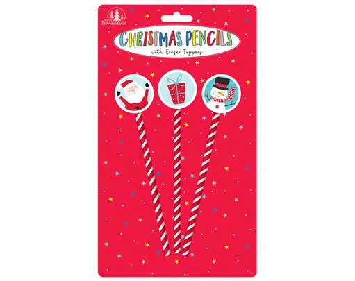 CHRISTMAS 3 PENCILS WITH TOPPERS