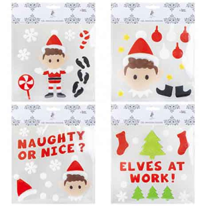 20cm 4ASST ELF GEL WINDOW STICKERS