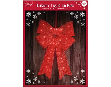 RED LIGHT UP LED XMAS BOW