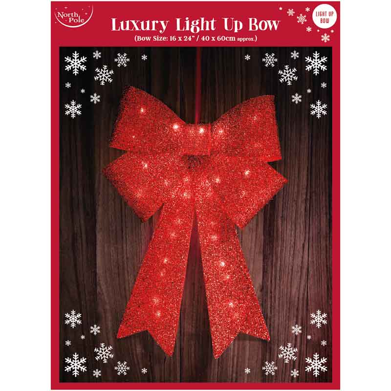 RED LIGHT UP LED XMAS BOW