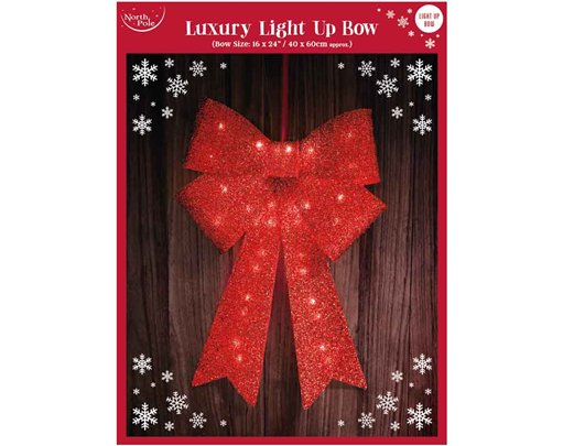 RED LIGHT UP LED XMAS BOW