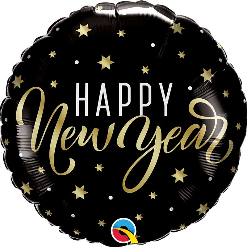 18in NEW YEAR GOLD STARS FOIL BALLOON