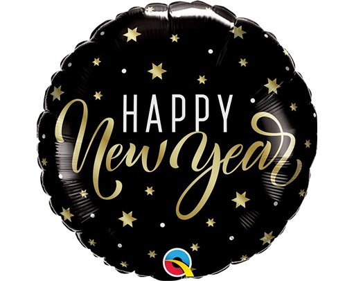 18in NEW YEAR GOLD STARS FOIL BALLOON