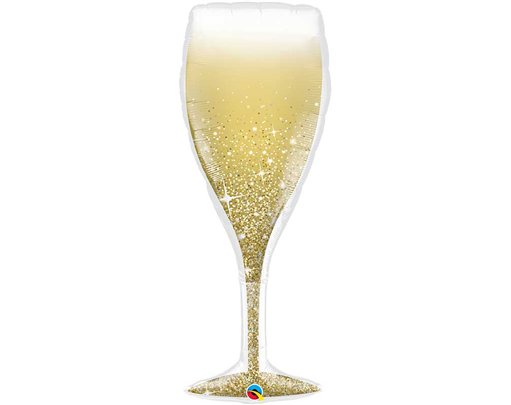 39in GOLDEN BUBBLY WINE GLASS FOIL BALLOON