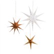 3PK WHITE, GOLD & KRAFT HANGING STAR SET