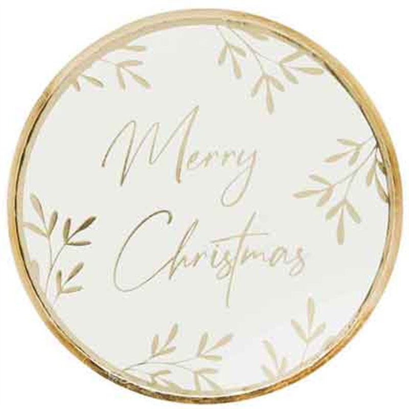 8PK GOLD FOILED 'MERRY CHRISTMAS' PAPER PLATES