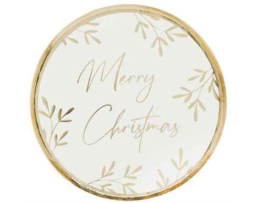 8PK GOLD FOILED 'MERRY CHRISTMAS' PAPER PLATES