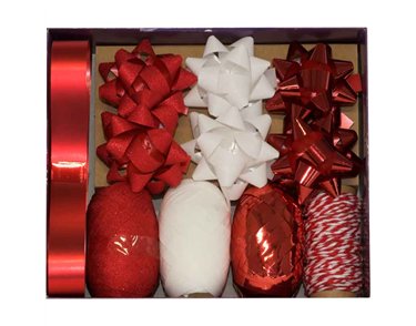 2PC RED BOW AND RIBBON SET 12S