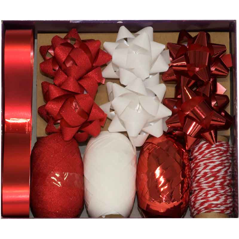2PC RED BOW AND RIBBON SET 12S