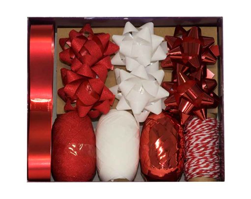 2PC RED BOW AND RIBBON SET 12S