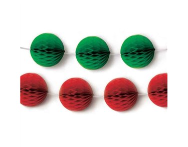 2PK XMAS HONEYCOMB GARLAND PAPER DECORATIONS