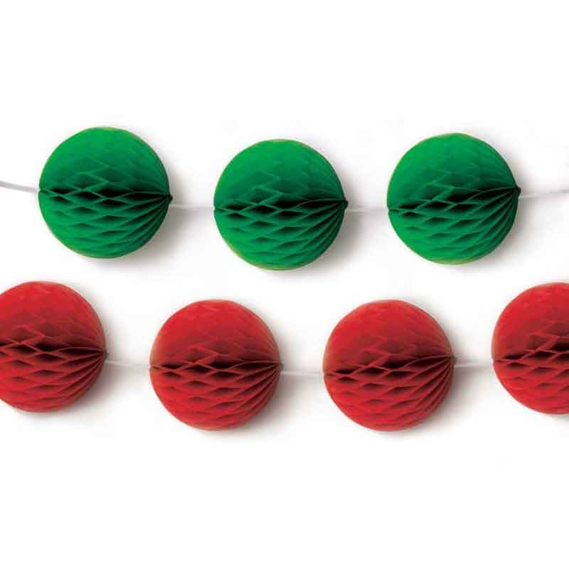 2PK XMAS HONEYCOMB GARLAND PAPER DECORATIONS