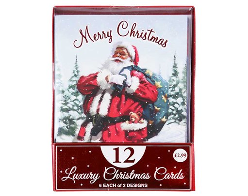 12PK TRAD SANTA ACETATE BOXED CARDS 24S