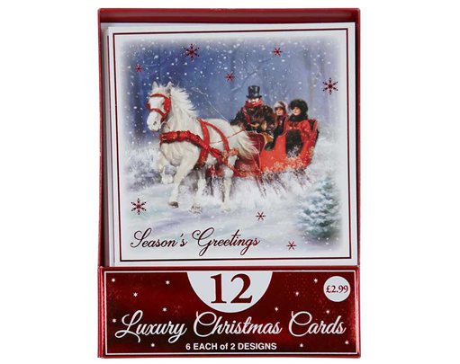 12PK CARRIAGE AND HORSE ACETATE BOXED CARDS 24S
