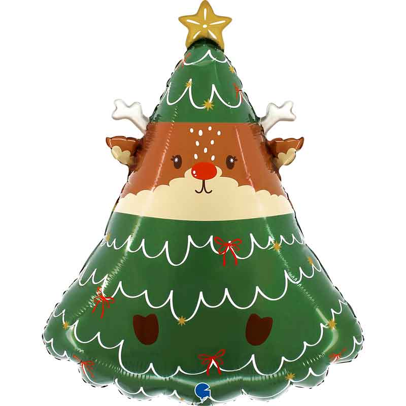 28in REINDEER IN THE TREE FOIL BALLOON