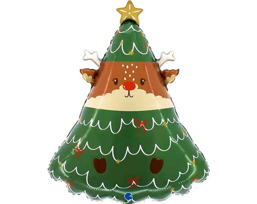 28in REINDEER IN THE TREE FOIL BALLOON