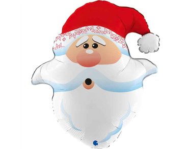 26in CURIOUS SANTA HEAD FOIL BALLOON