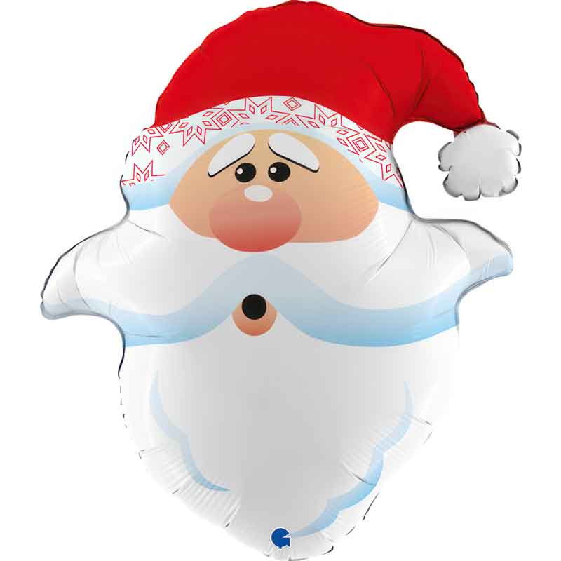 26in CURIOUS SANTA HEAD FOIL BALLOON