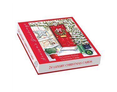 24PK HOME FOR CHRISTMAS SQUARE LUXURY BOXED CARDS