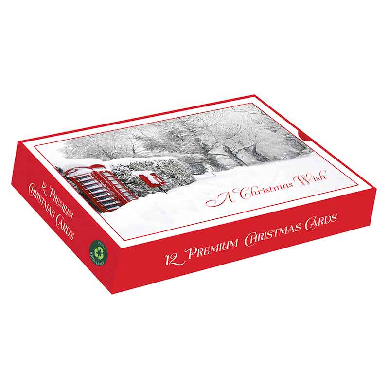 12PK A WHITE CHRISTMAS LANDSCAPE PREMIUM BOXED CARDS