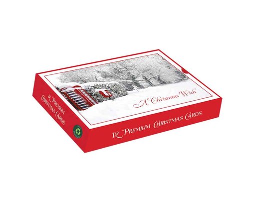 12PK A WHITE CHRISTMAS LANDSCAPE PREMIUM BOXED CARDS