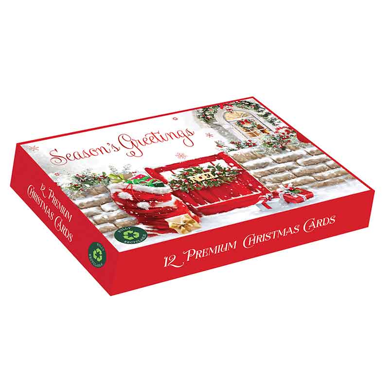 12PK HOME FOR CHRISTMAS LANDSCAPE PREMIUM BOXED CARDS