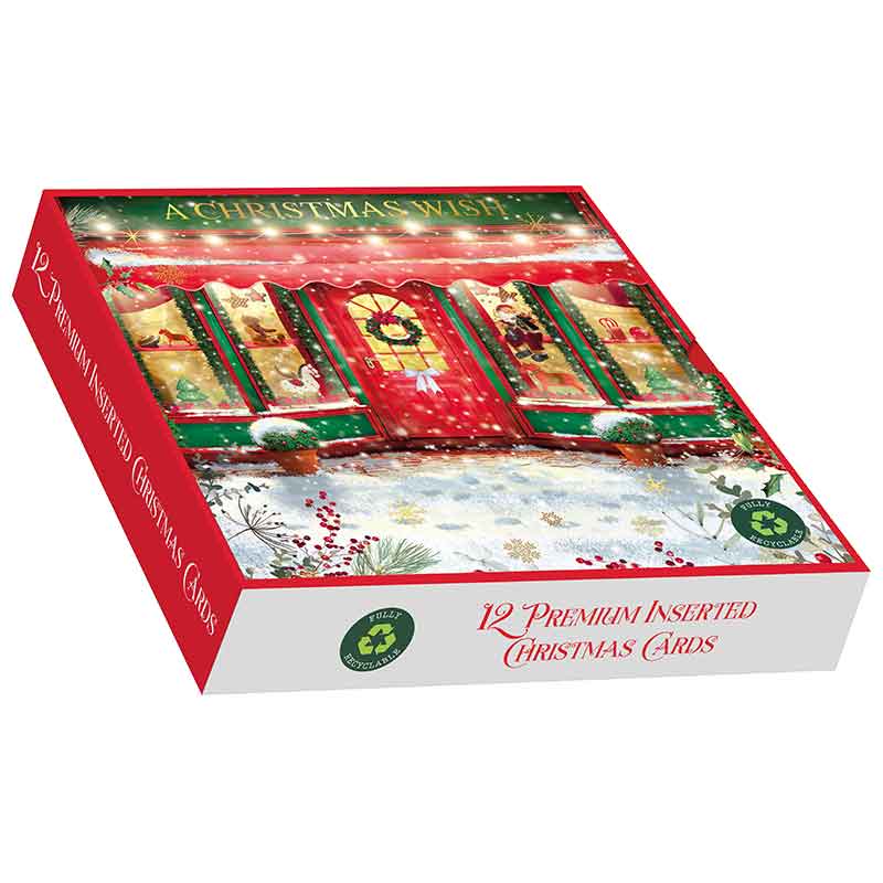 12PK CHRISTMAS TIME SQUARE PREMIUM BOXED CARDS