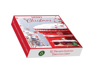 12PK CHRISTMAS POST SQUARE PREMIUM BOXED CARDS
